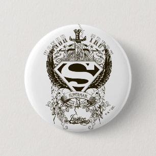 Superman Stylized   Ehre, Wahrheit auf weißem Logo Button