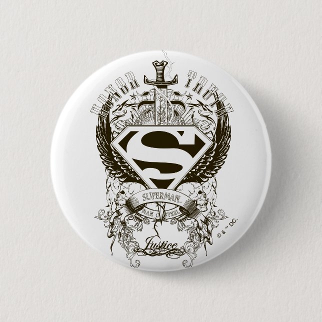 Superman Stylized | Ehre, Wahrheit auf weißem Logo Button (Vorderseite)