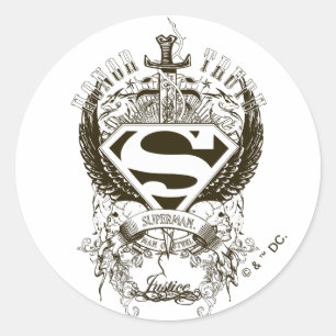 Superman Stylized   Ehre, Wahrheit auf weißem Logo Runder Aufkleber
