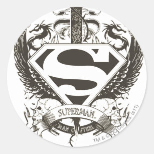 Superman Stylized   Ehre, Wahrheit auf weißem Logo Runder Aufkleber