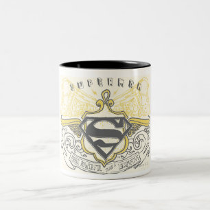 Superman Stylized   Gelbe Gezeichnet Züge Logo Zweifarbige Tasse