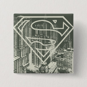 Superman Stylized   Green Metropolis Logo Button