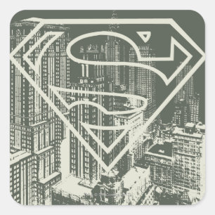 Superman Stylized   Green Metropolis Logo Quadratischer Aufkleber