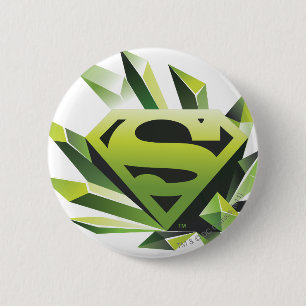 Superman Stylized   Green Shield Logo Button