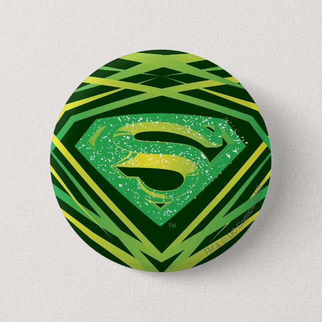Superman Stylized | Grünes Dekorlogo Button (Vorderseite)