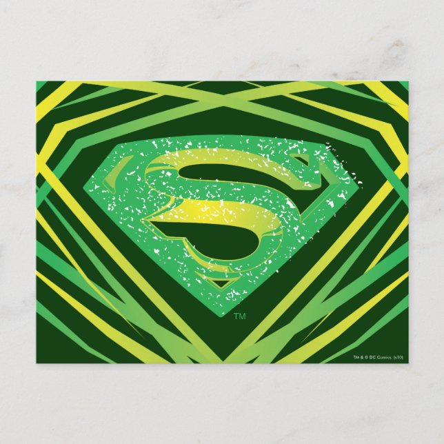 Superman Stylized | Grünes Dekorlogo Postkarte (Vorderseite)