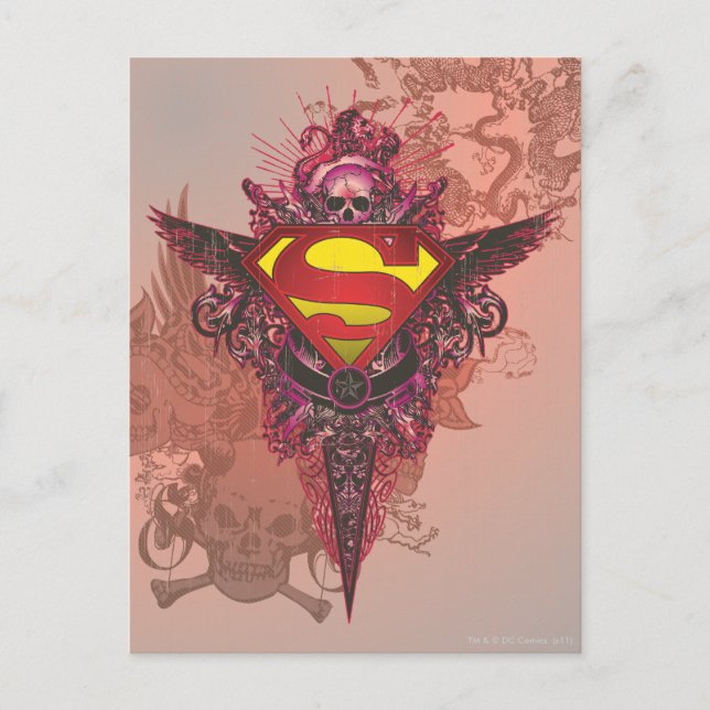Superman Stylized | Grunge Design Logo Postkarte (Vorderseite)