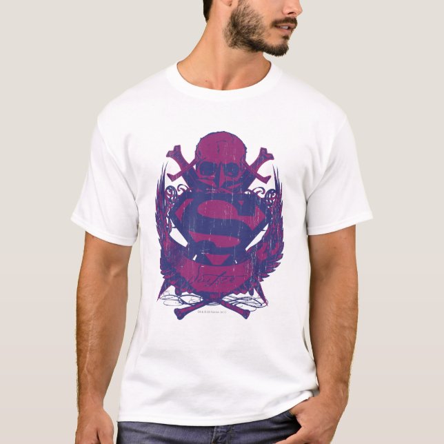 Superman Stylized | Lila und rosa Skull-Logo T-Shirt (Vorderseite)