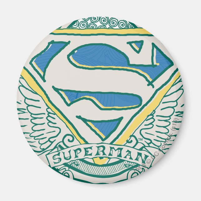 Superman Stylized | Logo für gezeichnetes Wappen Magnet (Vorne)