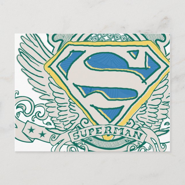 Superman Stylized | Logo für gezeichnetes Wappen Postkarte (Vorderseite)