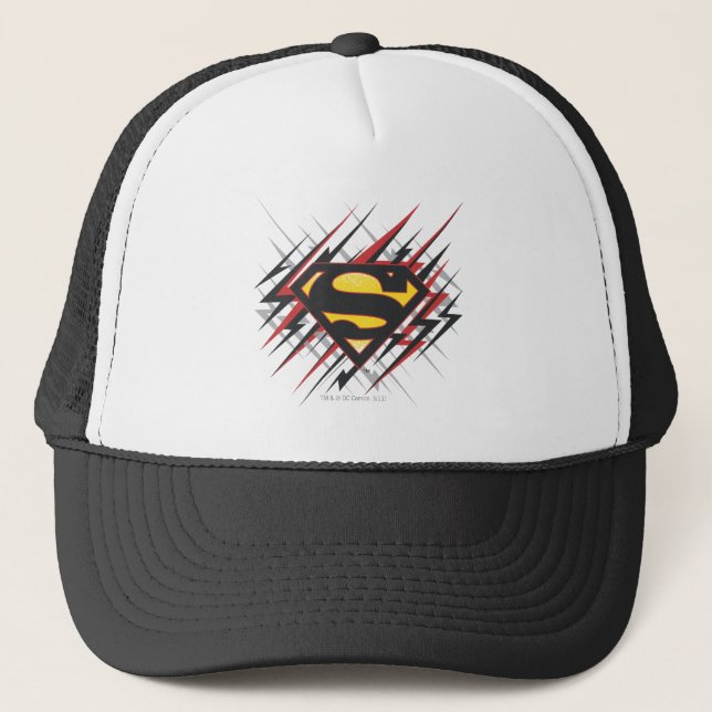 Superman Stylized | Logo für Schwarze und Rote Str Truckerkappe (Vorderseite)