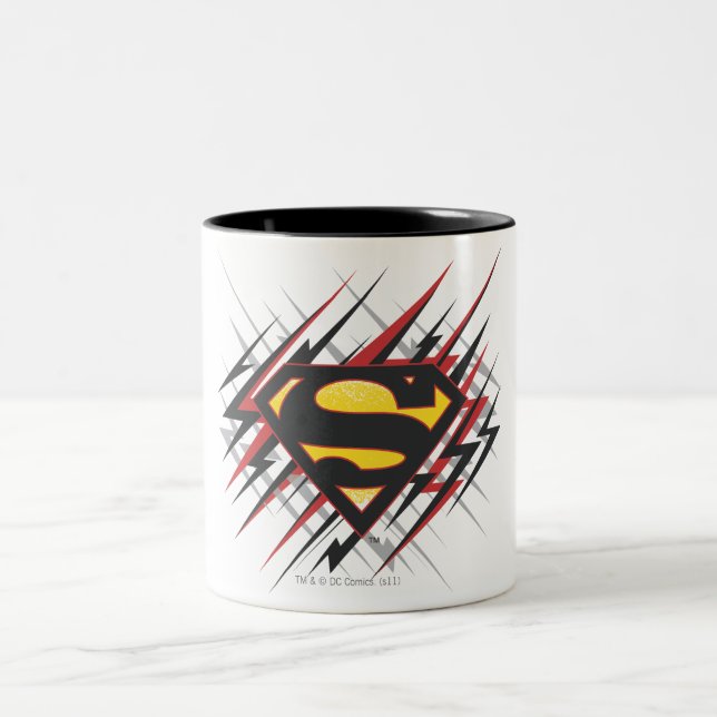 Superman Stylized | Logo für Schwarze und Rote Str Zweifarbige Tasse (Mittel)