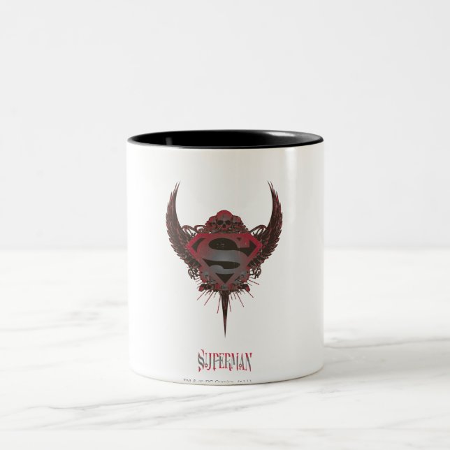 Superman Stylized | Logo "Skull and Wings" Zweifarbige Tasse (Mittel)
