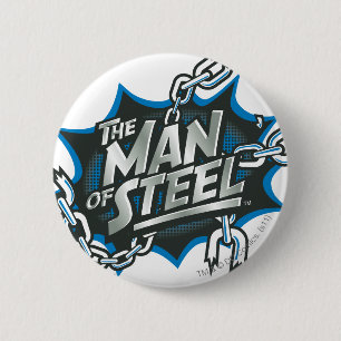 Superman Stylized   Man of Steel Splash Logo Button