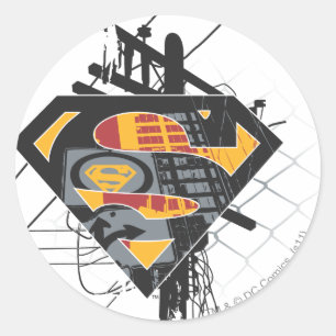 Superman Stylized   Powerlines Logo Runder Aufkleber