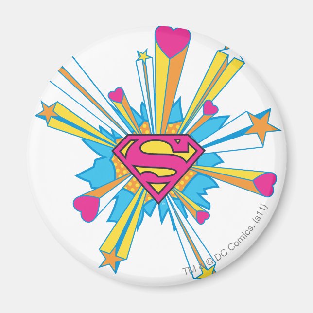Superman Stylized | Rosa mit dem Herz-Logo Magnet (Vorne)