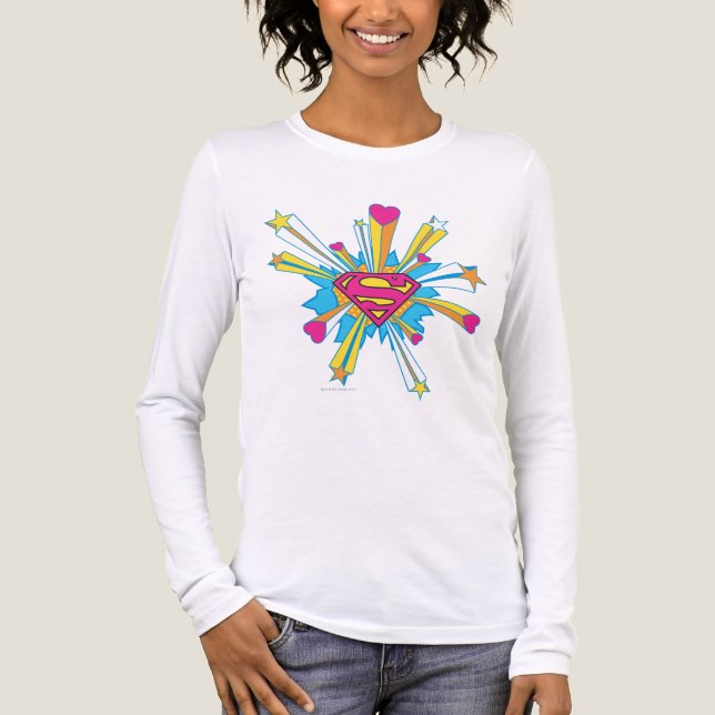 Superman Stylized | Rosa mit dem Herz-Logo Tri-Blend Shirt (Vorderseite)