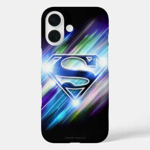 Superman Stylized Shiny Blue Burst Logo iPhone 16 Hülle