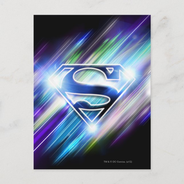 Superman Stylized | Shiny Blue Burst Logo Postkarte (Vorderseite)