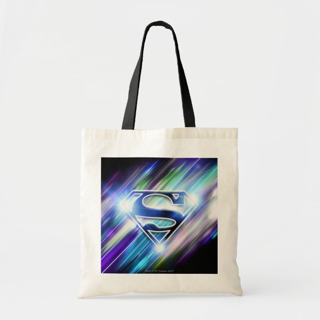 Superman Stylized | Shiny Blue Burst Logo Tragetasche (Vorne)