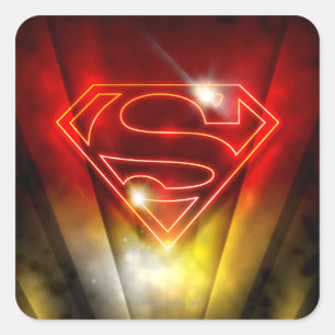 Superman Stylized   Shiny Red Kontur Logo Quadratischer Aufkleber
