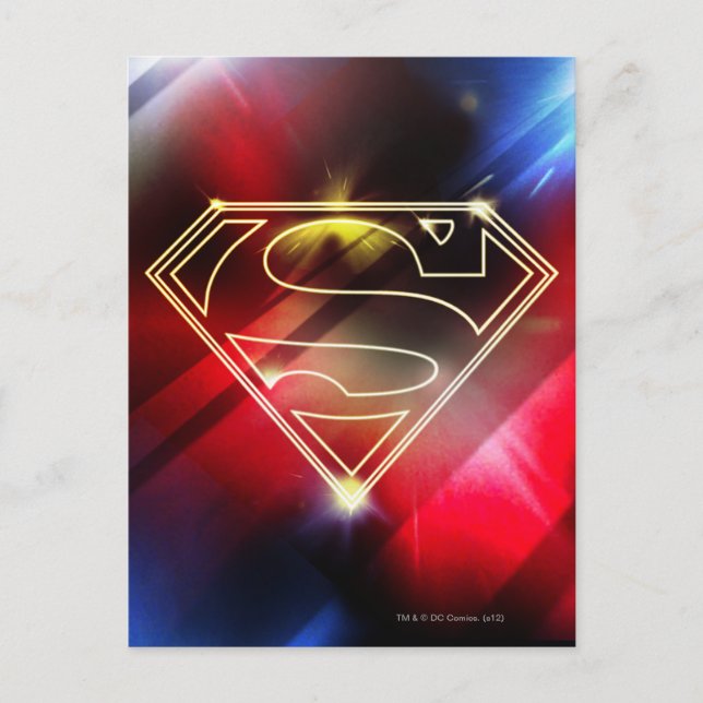 Superman Stylized | Shiny Yellow Kontur Logo Postkarte (Vorderseite)