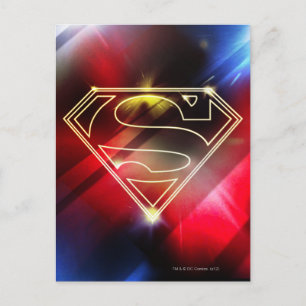 Superman Stylized   Shiny Yellow Kontur Logo Postkarte