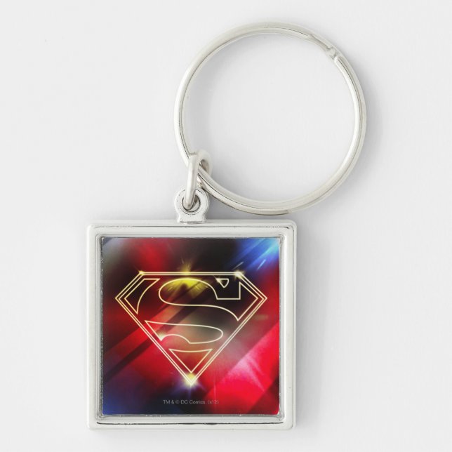 Superman Stylized | Shiny Yellow Kontur Logo Schlüsselanhänger (Vorne)