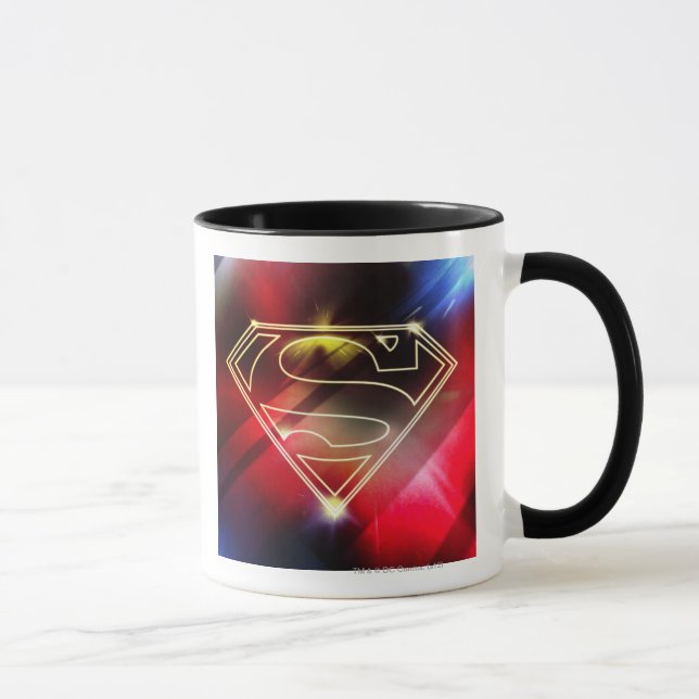 Superman Stylized | Shiny Yellow Kontur Logo Tasse (Rechts)