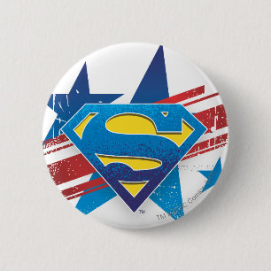 Superman Stylized   Stars and Stripes Logo Button