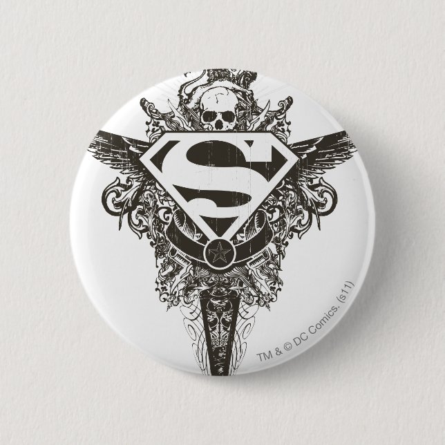 Superman Stylized | Stern und Schwarzweißlogo Button (Vorderseite)
