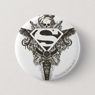 Superman Stylized   Stern und Schwarzweißlogo Button