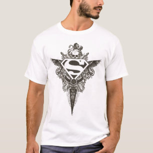 Superman Stylized   Stern und Schwarzweißlogo T-Shirt