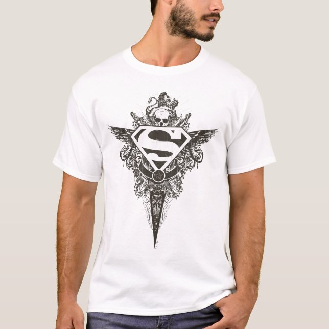 Superman Stylized | Stern und Schwarzweißlogo T-Shirt (Vorderseite)