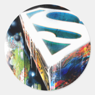 Superman Stylized   Urban Graffiti Logo Runder Aufkleber
