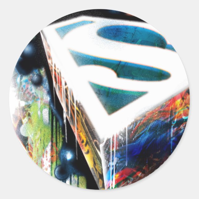 Superman Stylized | Urban Graffiti Logo Runder Aufkleber (Vorderseite)
