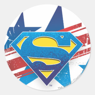 Superman Stylized   US FLAGGE Runder Aufkleber