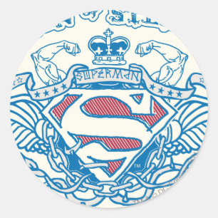 Superman Stylized   Wings and Arms Logo Runder Aufkleber
