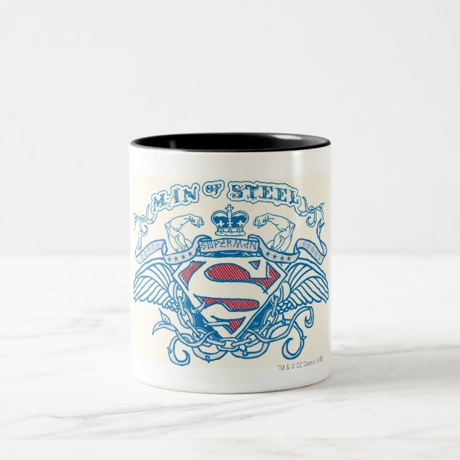 Superman Stylized | Wings and Arms Logo Zweifarbige Tasse (Mittel)