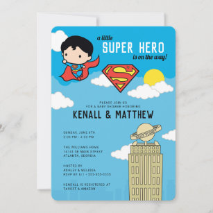 Superman Super Hero Baby Shower Einladung
