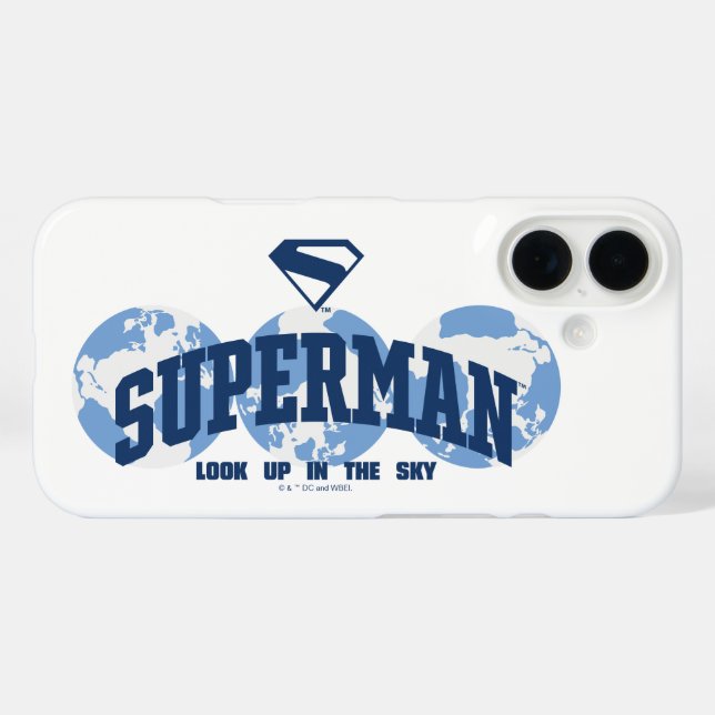 Superman über den Globus Case-Mate iPhone Hülle (Rückseite (Horizontal))