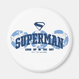 Superman über den Globus Magnet
