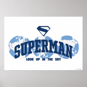 Superman über den Globus Poster