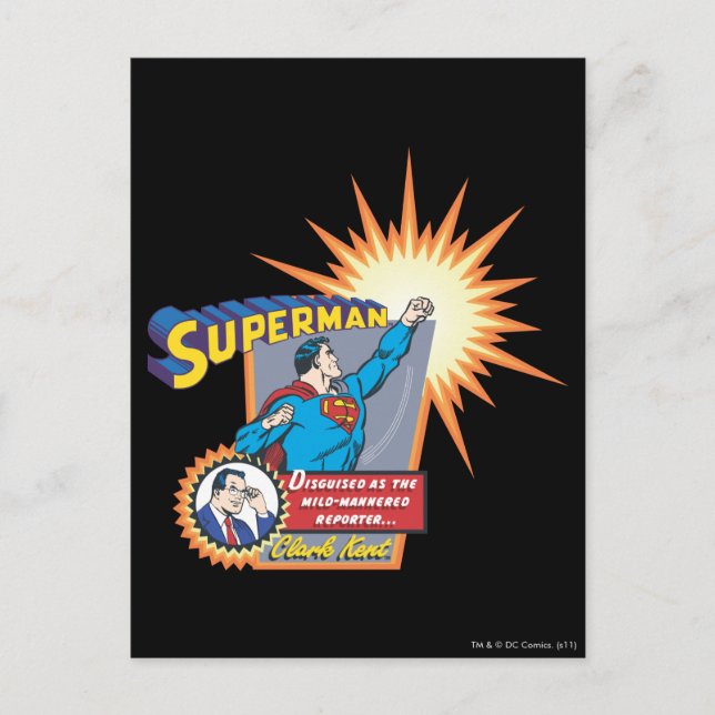 Superman und Clark Kent Postkarte (Vorderseite)