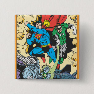 Superman und Green Lantern kämpfen gegen Brainiac Button