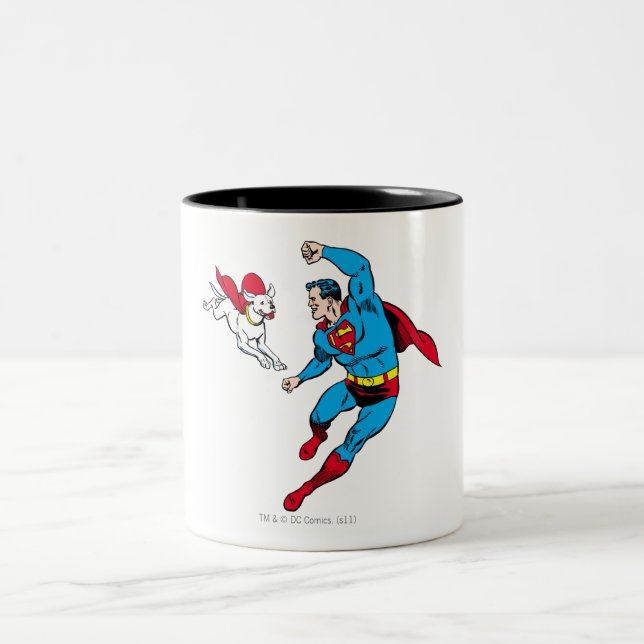 Superman und Krypto 2 Zweifarbige Tasse (Mittel)