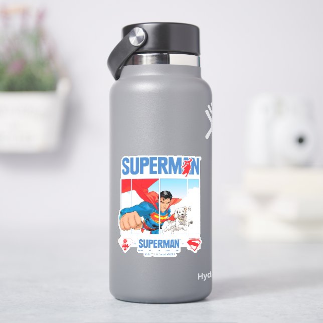 Superman und Krypto fliegen Aufkleber (HydroFlask)