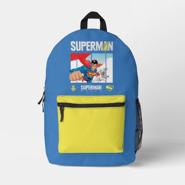 Superman und Krypto fliegen Bedruckter Rucksack (Vorderseite)