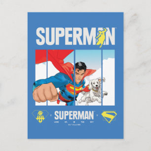 Superman und Krypto fliegen Postkarte