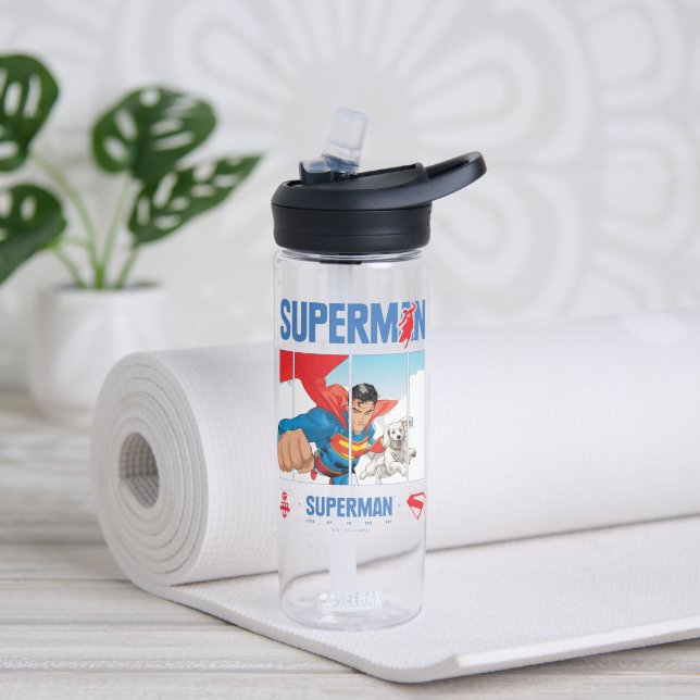 Superman und Krypto fliegen Trinkflasche (Yoga)